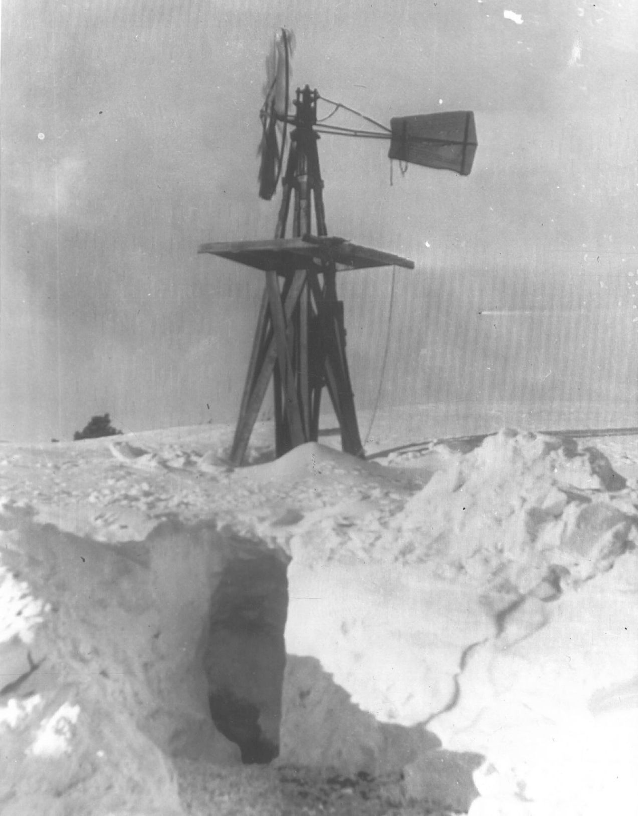Snow covered windmill
